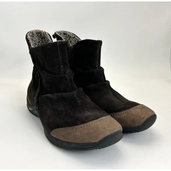 Merrell Freisa Slouch Ankle Boots Womens Sz 9 Brown Suede Zip Booties Outdoors - Picture 2 of 9